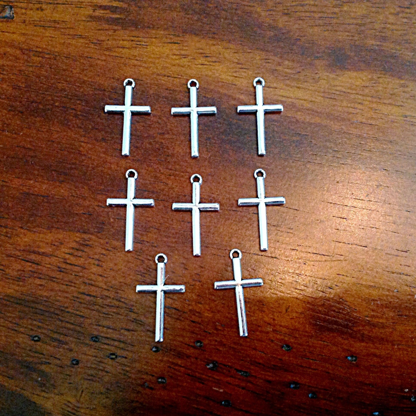 15pcs, Cross Charms, Antique Silver Charms, Silver Cross Pendants, Thin Cross Charms, Roasry Charms, Double Sided Cross Charms, Findings