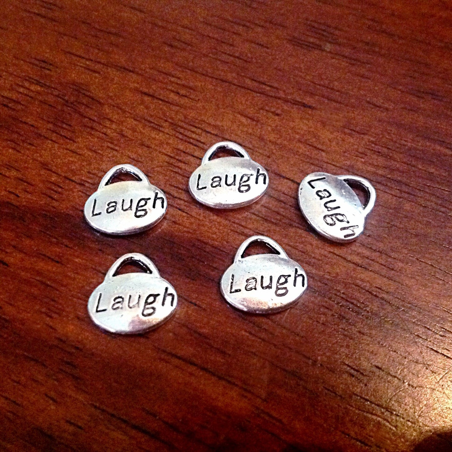 Bulk 20 Laugh Charms, Charms Bulk, Laugh Charms, Double Sided Word Charms, Baby Charms, Findings, Craft and Jewelry Supplies