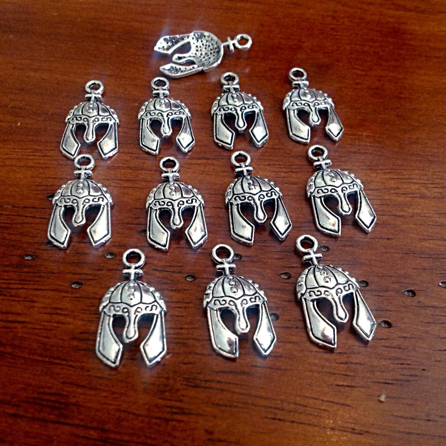 Bulk 25 Helmet Charms, Armor of God, Full Armor of God Charms, Silver Helmet Charms, Midievil Helmet, Charms, Findings and Jewelry Supplies