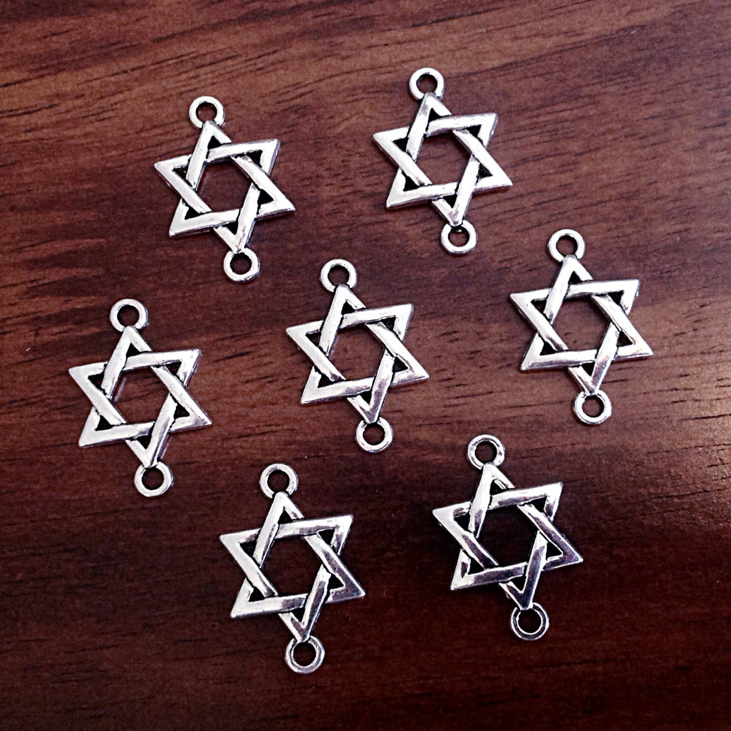 20pcs, Connector Charms, Star of David Connector Charms, Bracelet Connector Charms, Jewish Charms, Bracelet Connectors, Star of David Charm