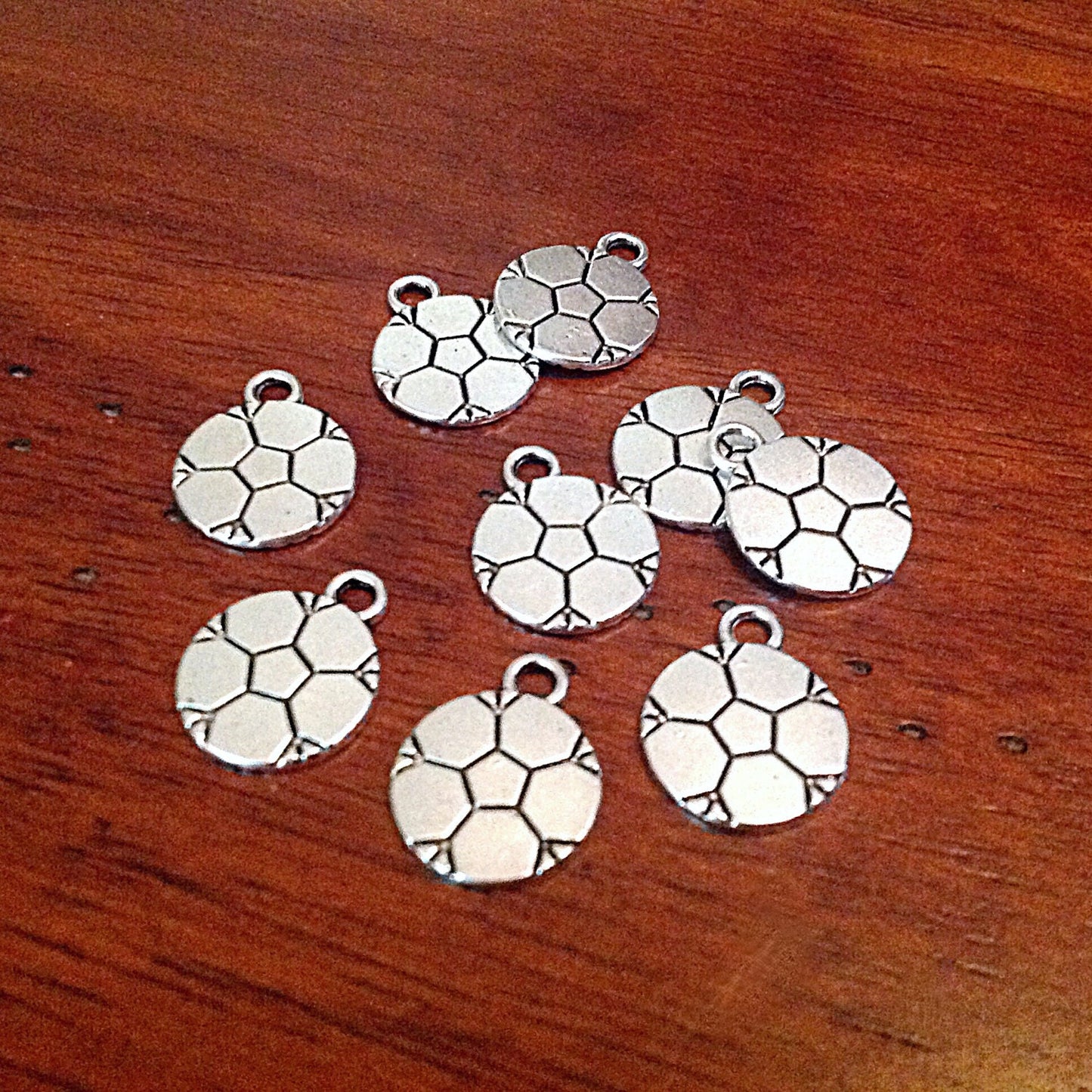 Bulk 20 Soccer Ball Charms, Ball Charms, Double Sided Soccer Ball Charms, Soccer Charms, Jewelry and Craft Supplies, Findings