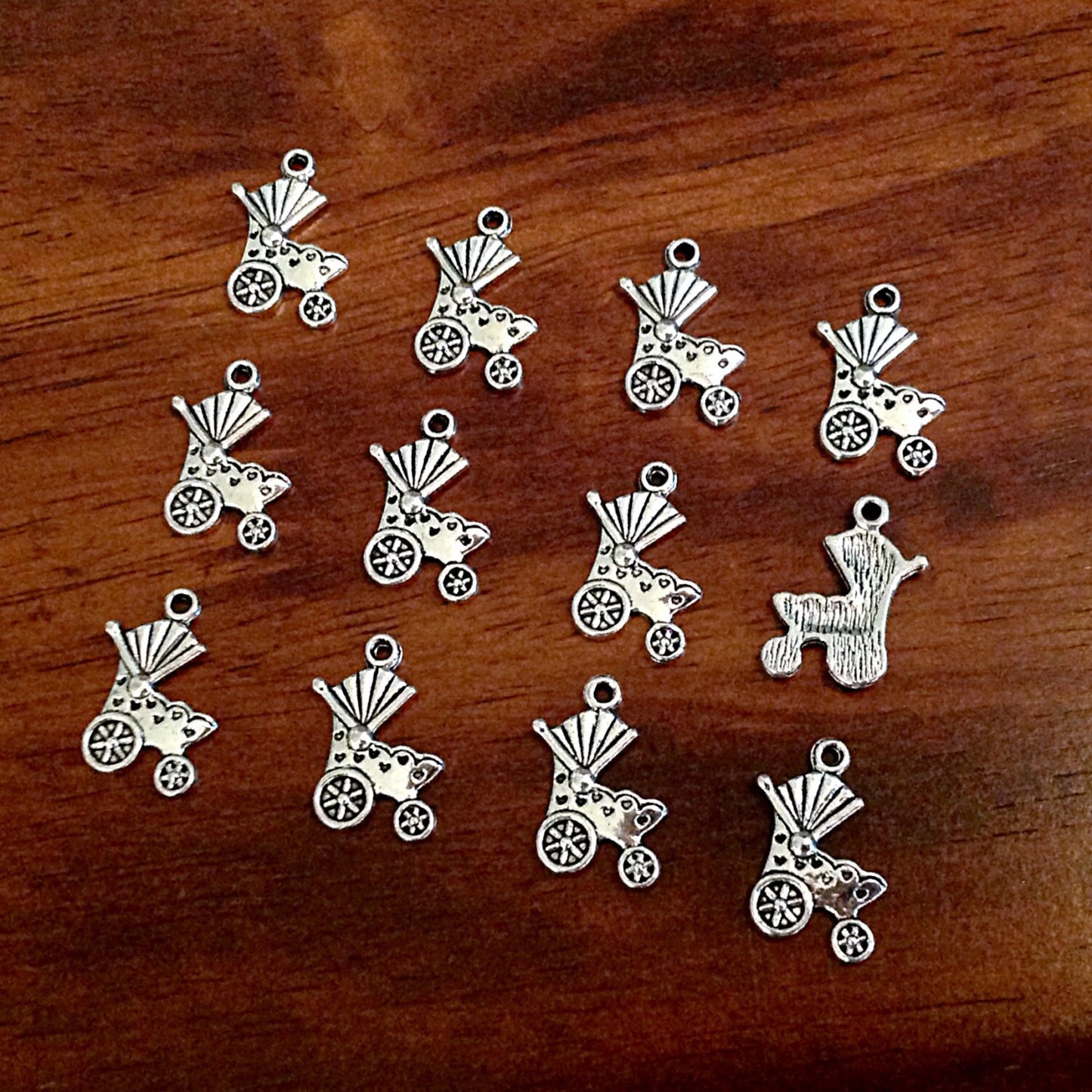 Baby Stoller Charms, 25pcs, Antique Silver Charms, Stroller Charms, Baby Carraige Charms, Baby Shower Charms, Craft and Jewelry Supplies
