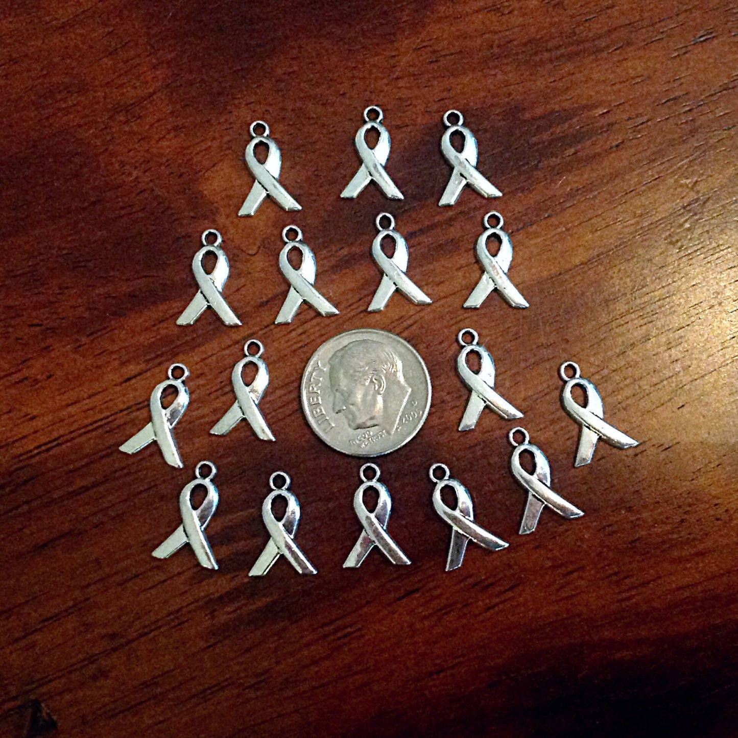 25pcs, Tiny Ribbon Charms, Antique Silver Charms, Ribbon Charms, Hope Ribbon Charms, Awareness Charms, Jewelry and Craft Supplies, Findings