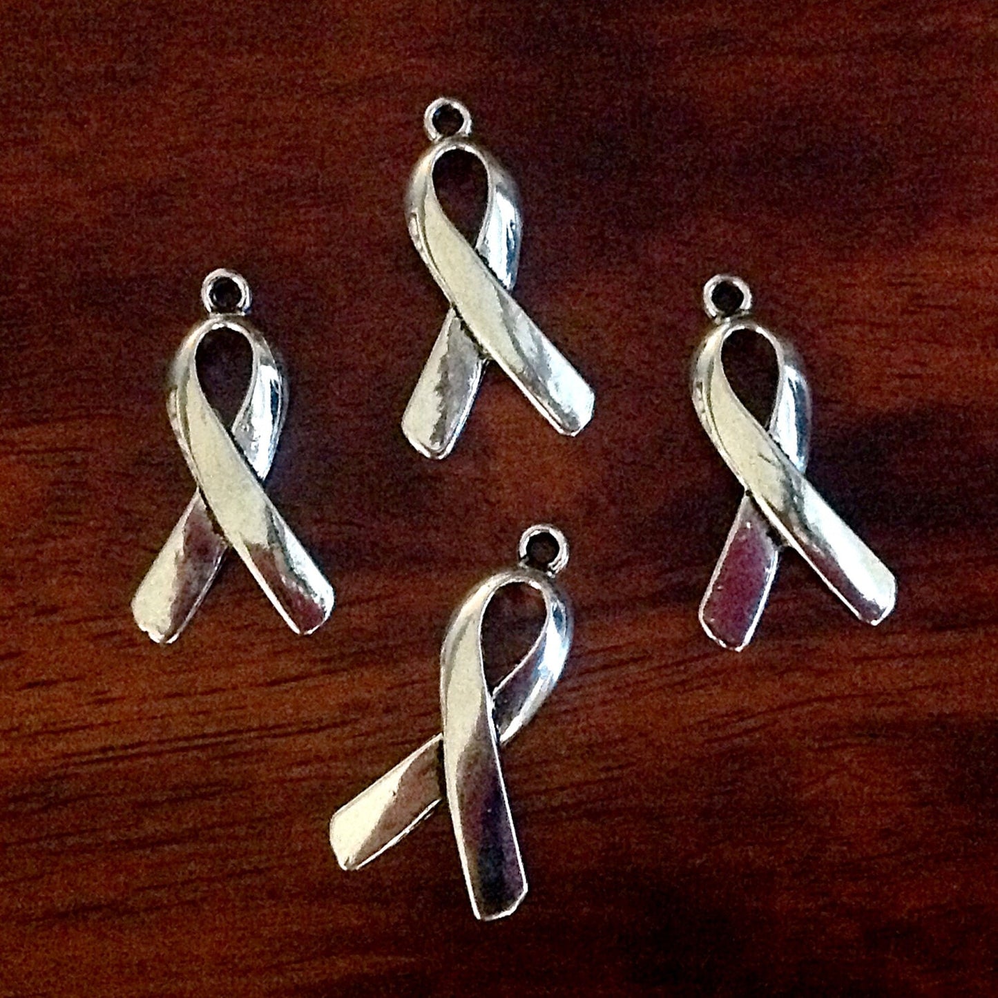 20 Silver Ribbon Charms, Awareness Ribbon Charms, Large Ribbon Charms, Hope Charms, Antique Silver Ribbon, Hope Ribbon Charms, Findings