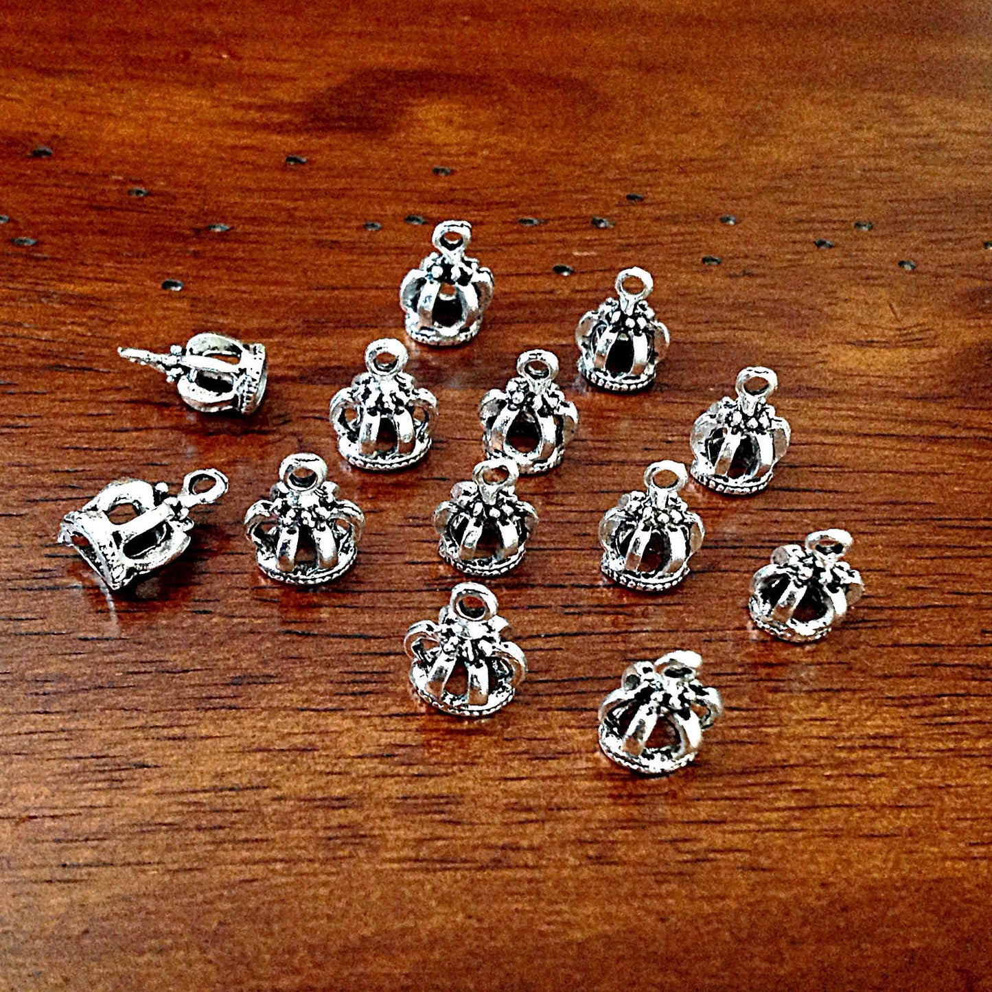 15 Crown Charms, Princess Charms, Antique Silver Charms, Silver Crown Charms, 3D Crown Charms, Double Sided Crown Charm, Findings, Crafts