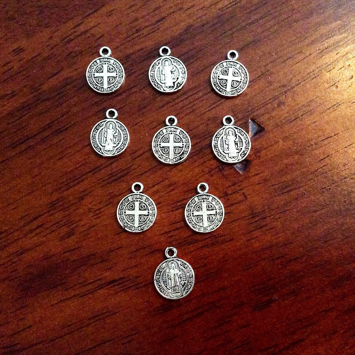 50 pcs, St Benedict Charms, Saint Benedict Medals, Small Charms, Catholic Charms, Religious Medallions, Benediction Charms, Rosary Charms