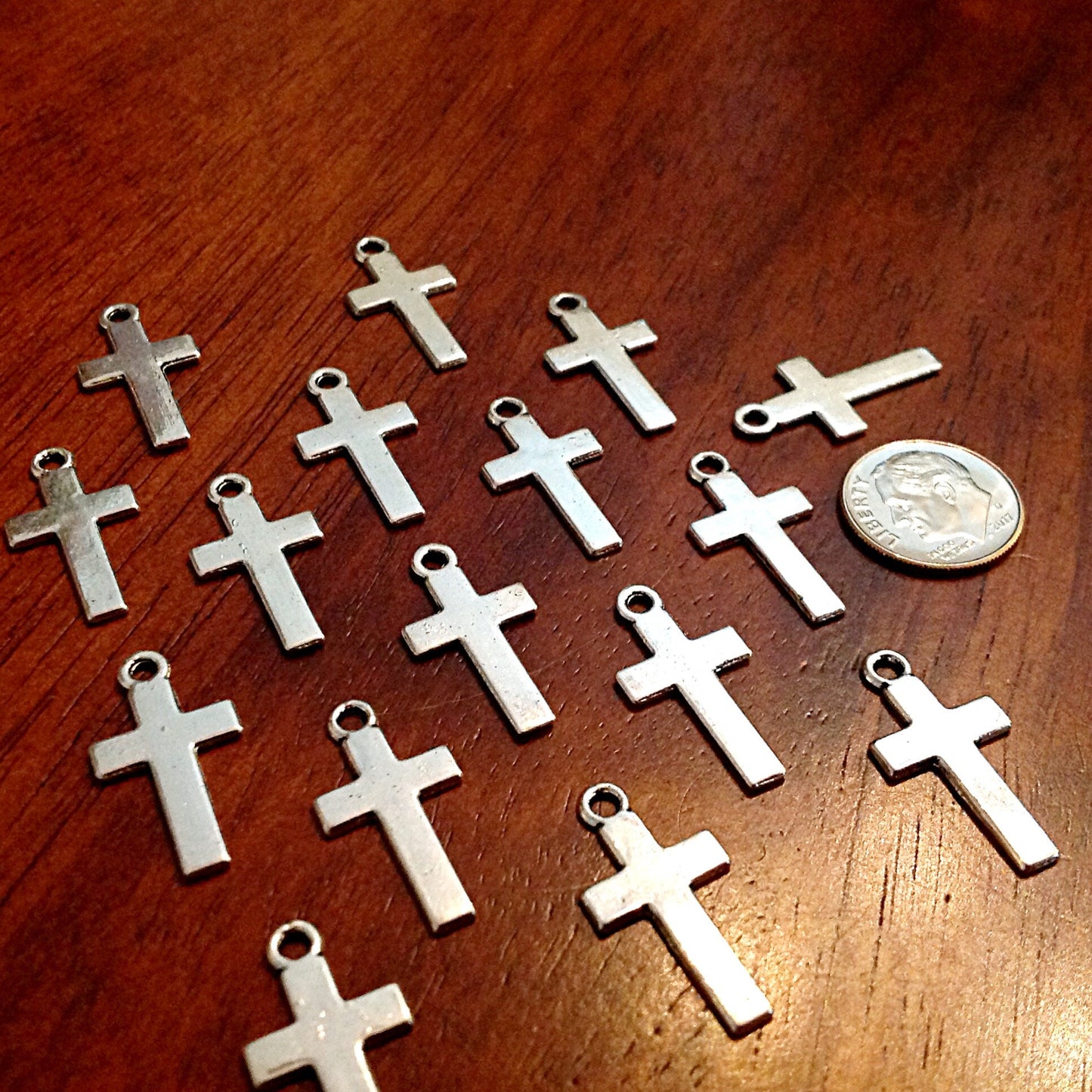 Bulk 30pcs Silver Cross Charms, Antique Silver Charms, Silver Cross Pendants, Double Sided Cross Charms, Findings and Jewelry Supplies