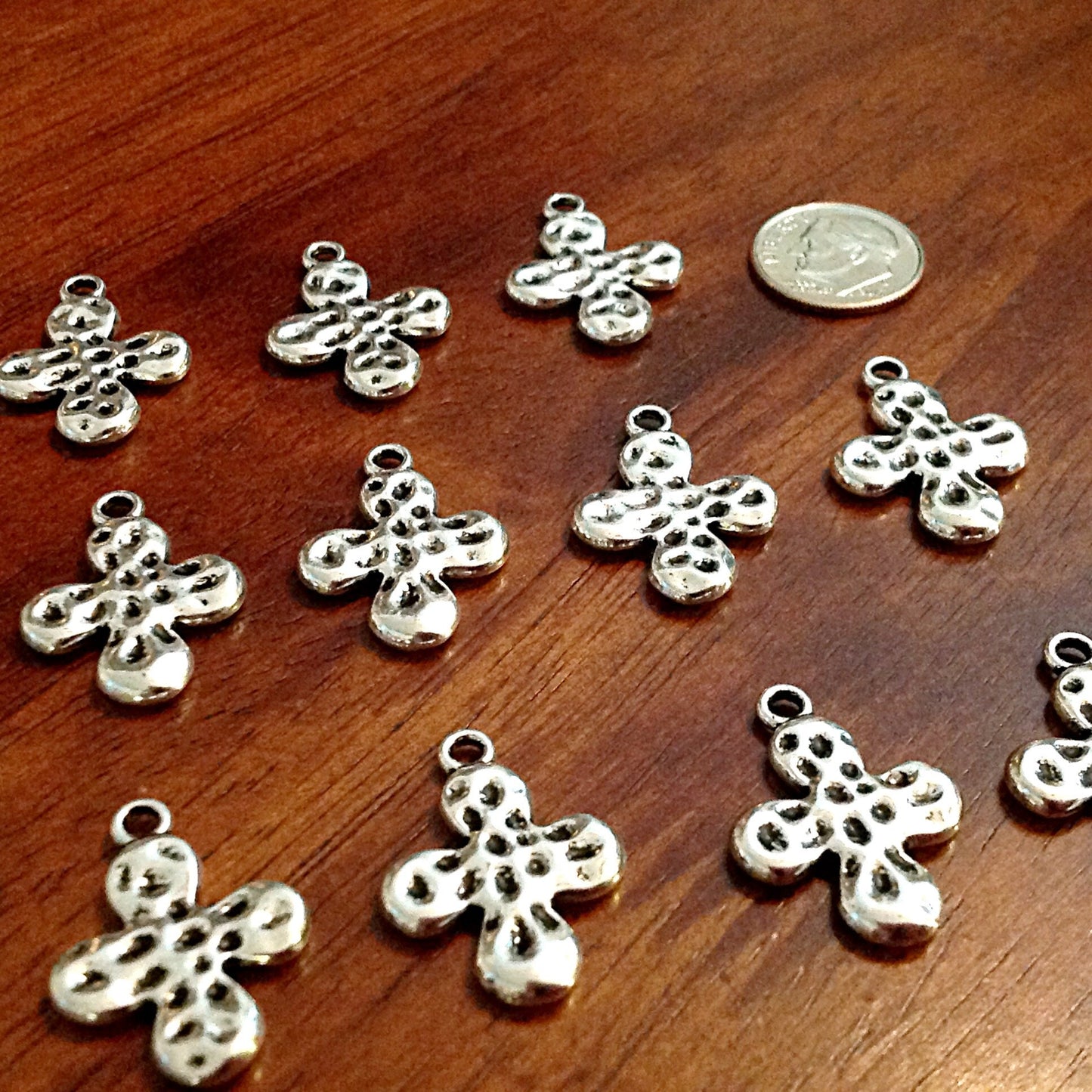 Bulk 20 Cross Charms, Antique Silver Charms, Silver Cross Pendant, Bubble Cross Charms, Double Sided Cross, Findings and Jewelry Supplies