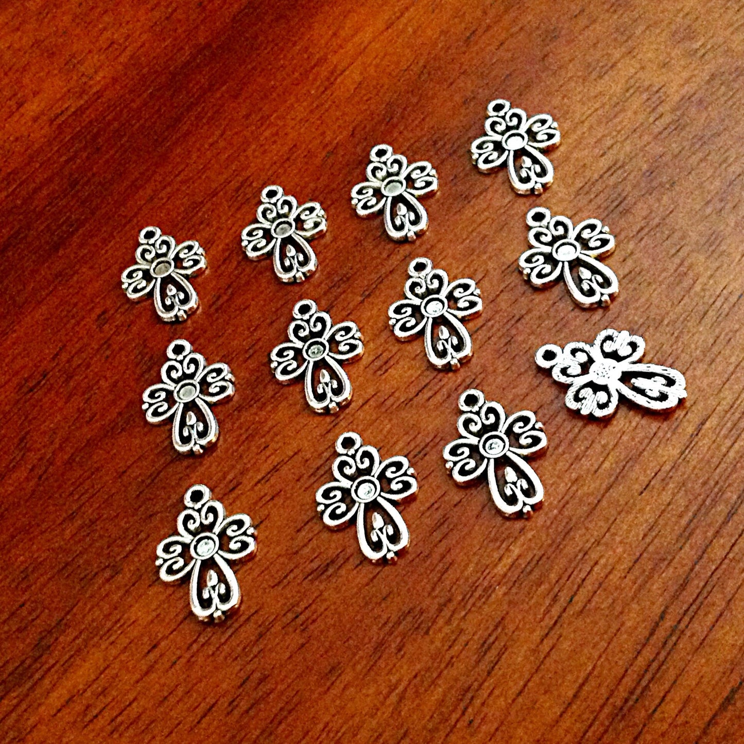 15pcs, Cross Charms, Antique Silver Charms, Silver Cross Charms, Fancy Cross Charms, Silver Cross Pendants, Findings and Jewelry Supplies