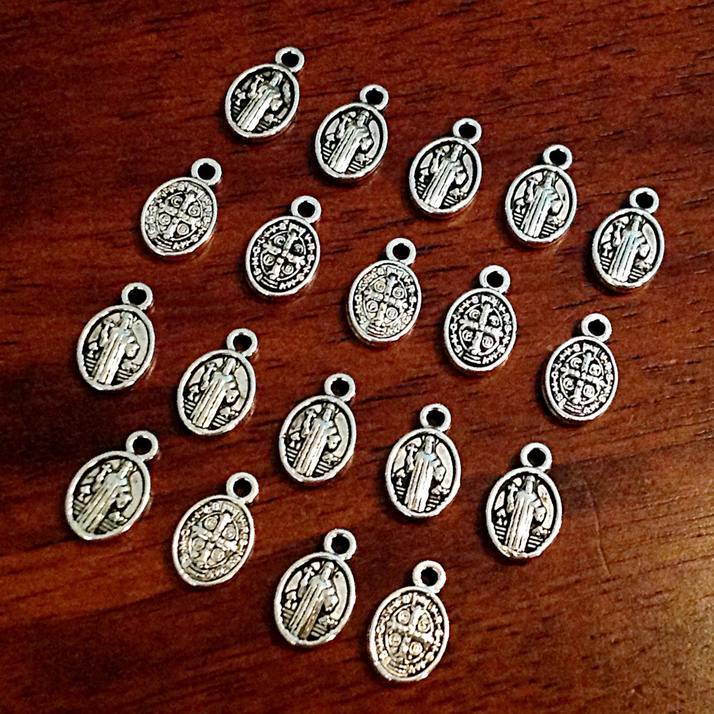 50 pcs, St Benedict Charms, Saint Benedict Medals, Small Charms, Catholic Charms, Religious Medallions, Benediction Charms, Rosary Charms