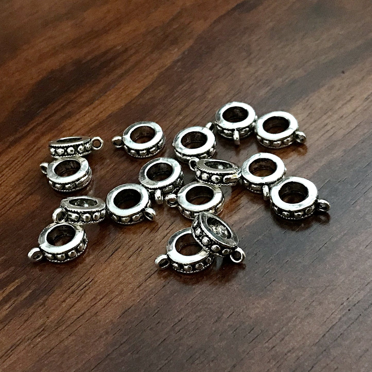 25pcs, Bail Beads, Bails, Bail Connectors, European Beads, Silver Spacer Beads, Big Hole Beads, Bail Charms, Craft Supplies, Findings