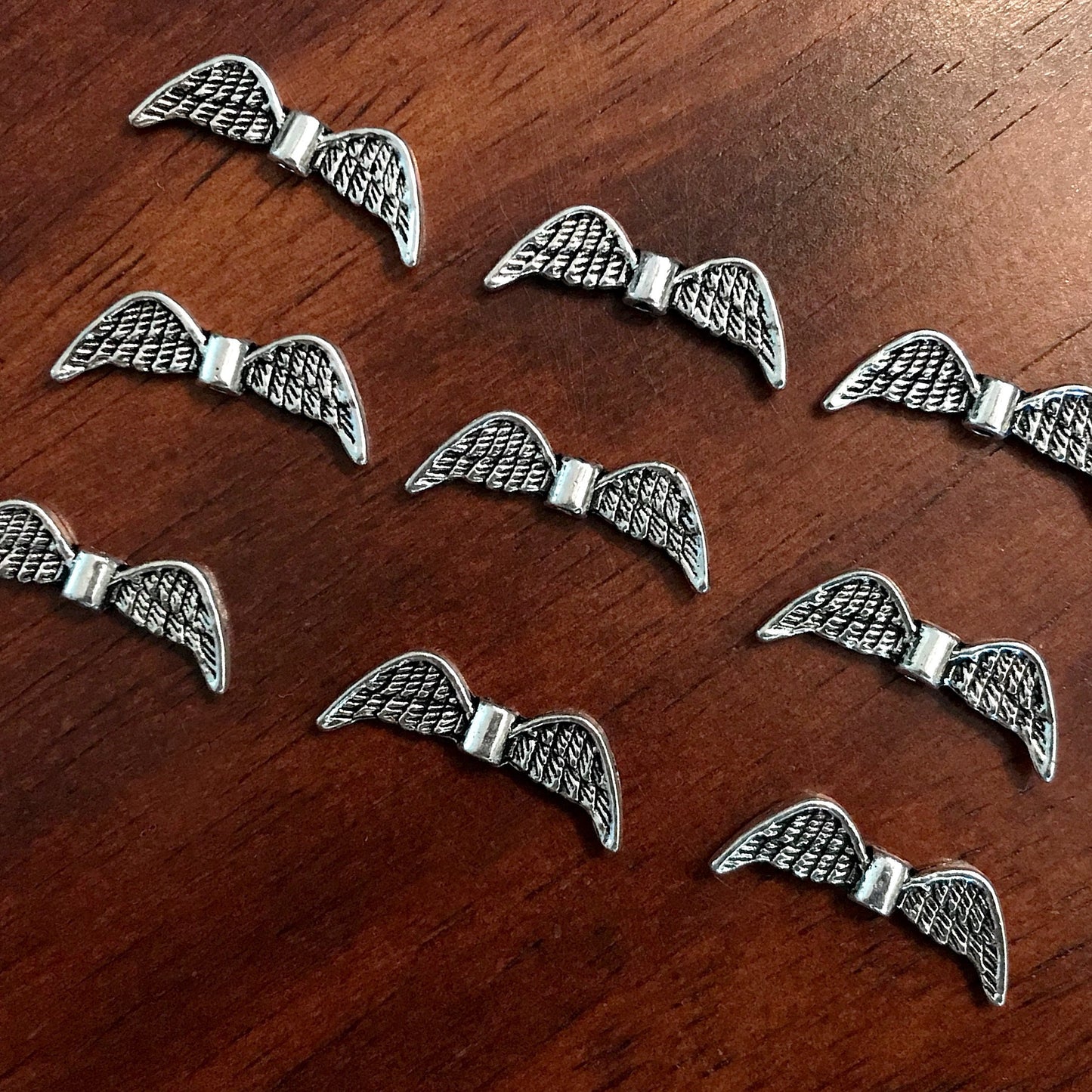 25pcs, Angel Wing Charms, Antique Silver Charms, Silver Wing Charms, Spacer Charms, Spacer Wings, Connector Charm, Double Sided, Findings