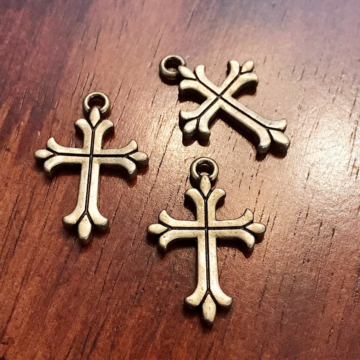 20pcs, Cross Charms, Antique Bronze Charms, Fancy Cross Charms, Bronze Cross, Double Sided Cross, Findings, Craft and Jewelry Supplies
