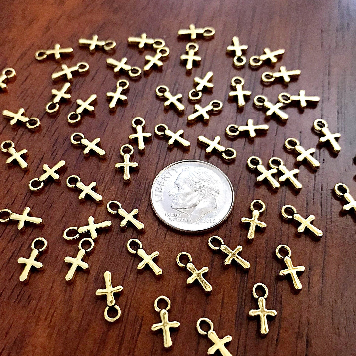 Cross Charms, 25pcs Gold Tone Cross Charms, Tiny Cross Charms, Gold Charms, Christian Charms, Necklace Charms, Bracelet Charms, Findings