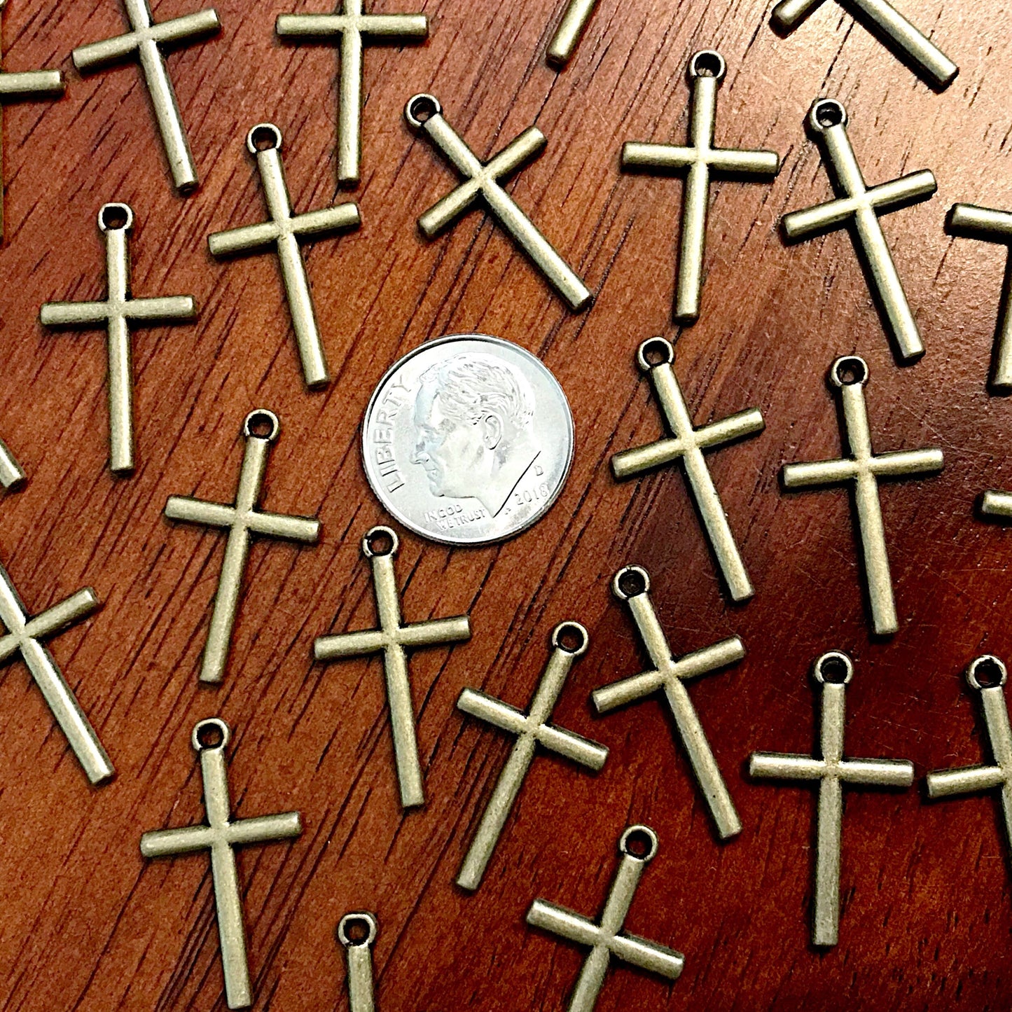 25pcs, Cross Charms, Antique Bronze Cross Charm, Crucifix Charms, Bronze Cross Pendants, Thin Cross Charms, Bronze Cross Pendants, Findings