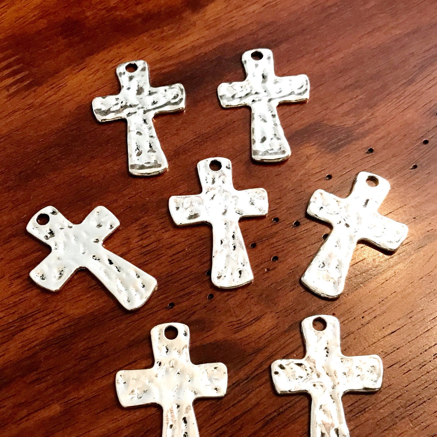 5 Large Silver Cross Pendants, Antique Silver Cross, Hammered Metal Cross, Silver Cross Charms, Large Cross Charms, Cross Pendants, Findings