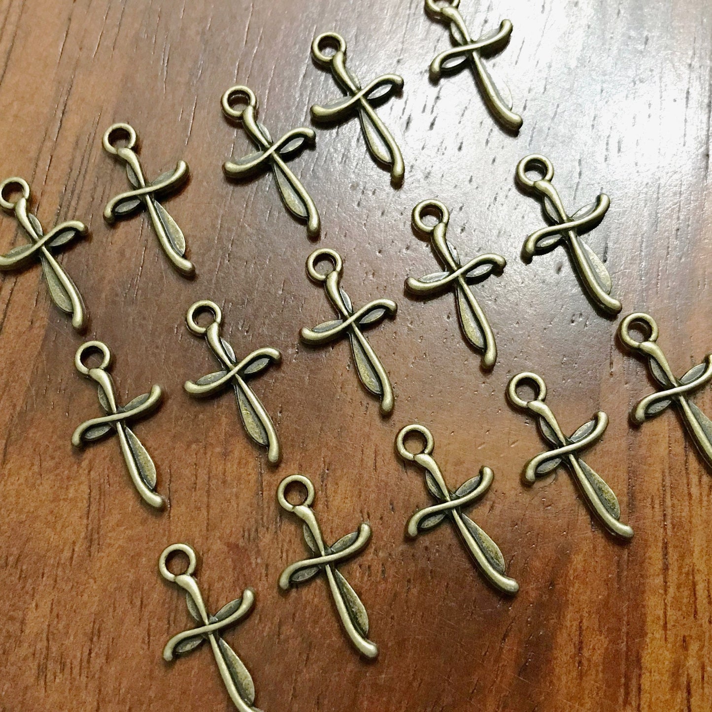 25pcs Bronze Cross Charms, Antique Bronze Charms, Tiny Cross Charms, Small Cross Charms, Tiny Charms, Fancy Cross Charms, Findings