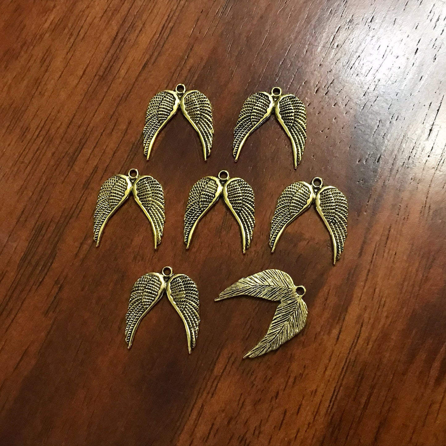 12pcs, Wing Charms, Gold Tone Wings Charms, Antique Gold Wing Charms, Wings Charms, Double Wing Charms, Angel Wings Charms, Findings