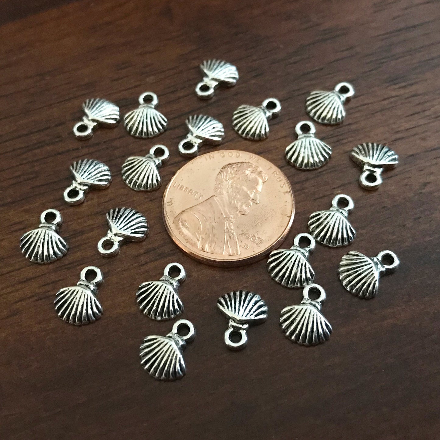 50pcs, Seashell Charms, Antique Silver Charms, Tiny Seashell Charms, Sea Shells, Silver Shell Charms, Starfish Shell Charms, Findings