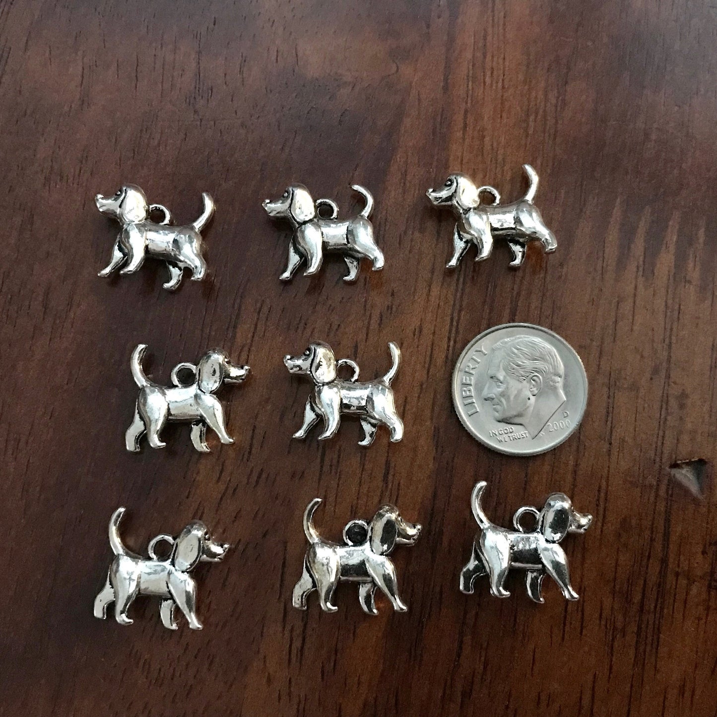 20pcs Dog Charms, Antique Silver Charms, 3D Dog Charms, Puppy Charms, Pet Charms, Animal Charms, Silver Doggy Charms, Findings