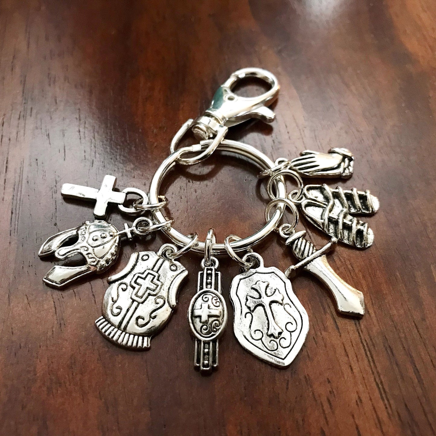 Armor of God Keychain, Armor of God Charm Zipper Pull, Armor Of God Keychain with Swivel Latch Hook, Armor of God Rearview Mirror Charm