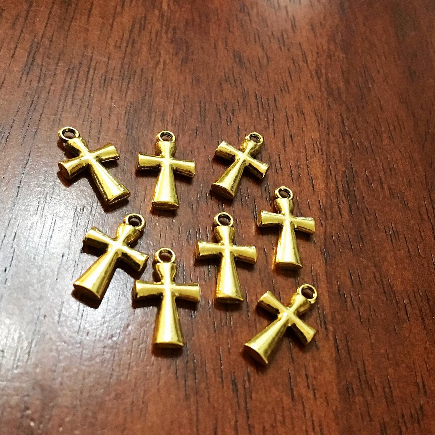 20pcs Cross Charms, Gold Cross Charms, Gold Catholic Charms, Gold Tone Cross Pendants, Rosary Charms, Double Sided Cross Charms, Findings
