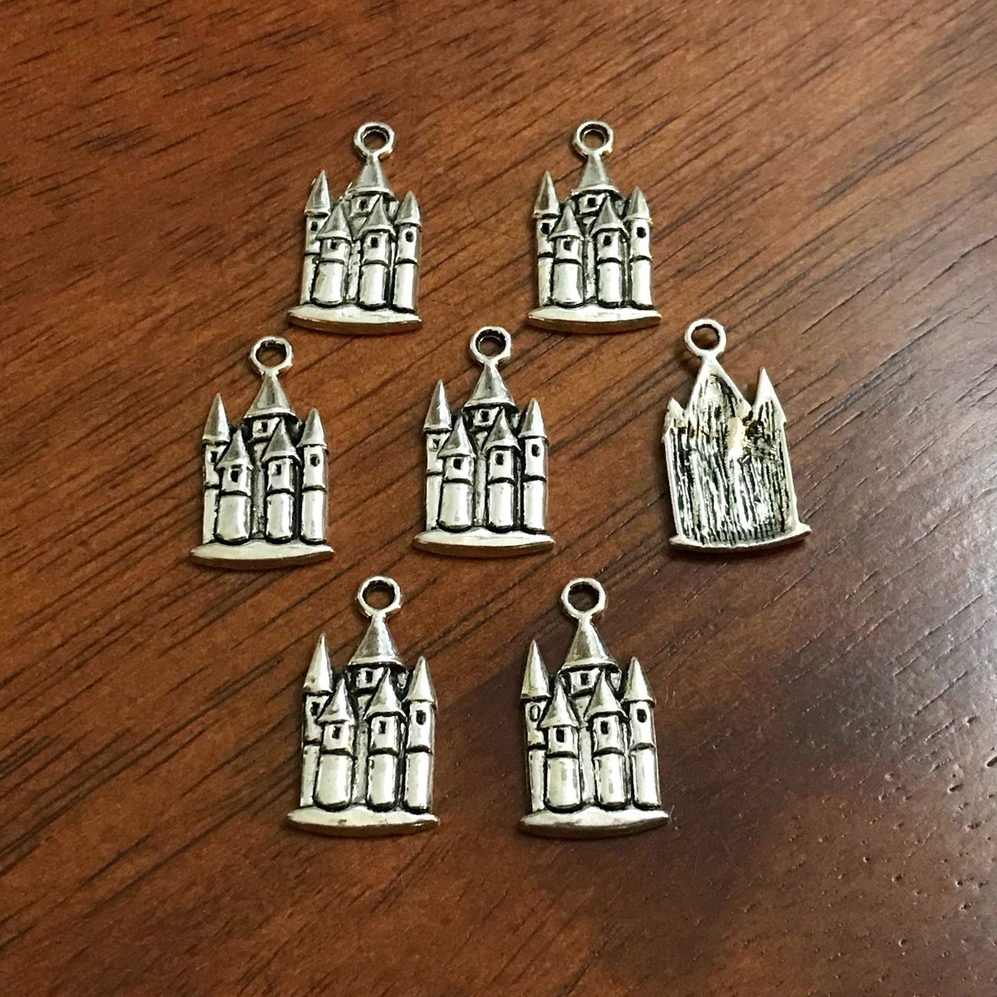 20pcs, Castle Charms, Princess Charms, Antique Silver Castle Charms, Castle Pendants, Prince & Princess Crown Charms, Findings