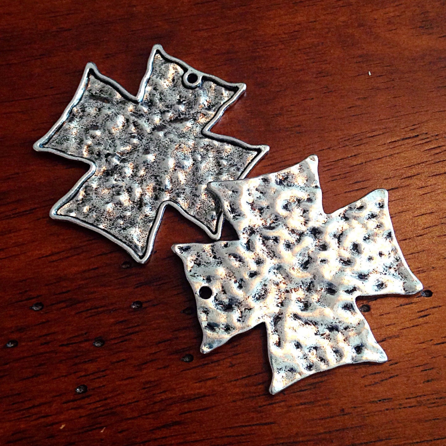 4 Large Silver Cross Pendants, Antique Silver Cross, Large Cross Charms Pendants