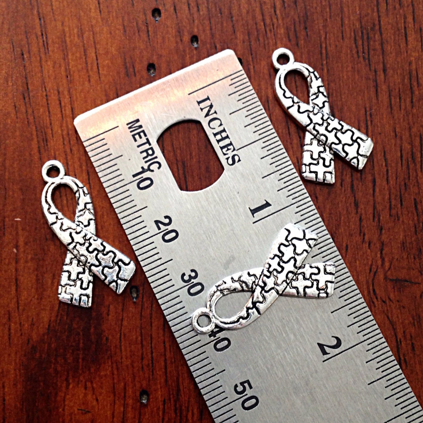 12pcs Autism Charms, Autism Awareness Charms, Autism Ribbon Charms, Hope Ribbon Charms, Puzzle Piece Charms, Ribbon Charms, Findings