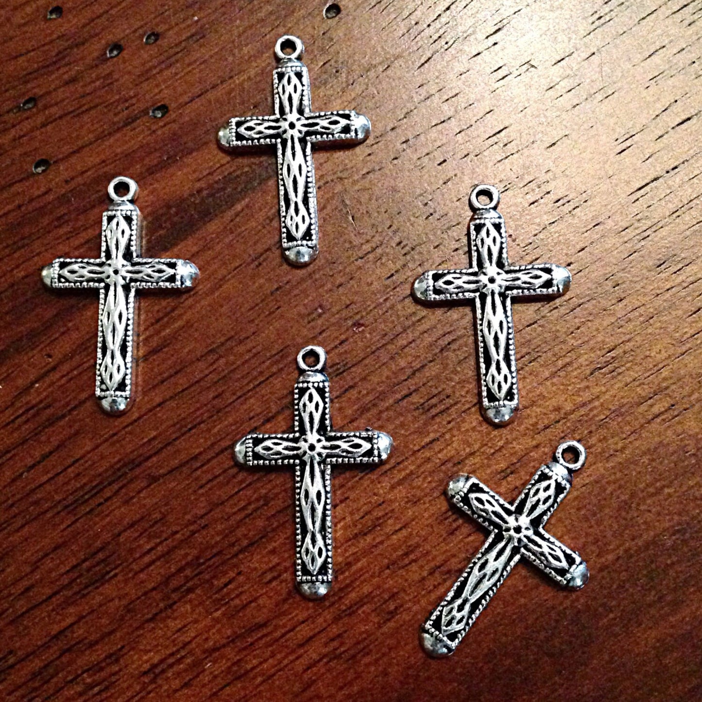 10 Antique Silver Charms, Silver Cross Charms, Jewelry Charms, Craft Supplies, Jewelry Supplies, Alloy Metal, Loose Charm, Findings