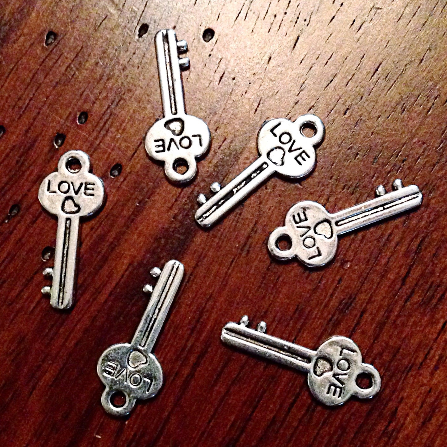25pcs, Locket Key Charms, Antique Silver Charms, Silver Key Charms, Key and Lock Charms, Love Charms, Craft and Jewelry Supplies, Findings