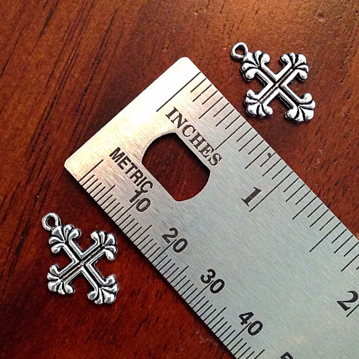 30pcs, Cross Charms, Silver Cross Charms, Fancy Cross Charms, Silver Crucifix Cross, Double Sided Cross, Jewelry & Craft Supplies, Findings