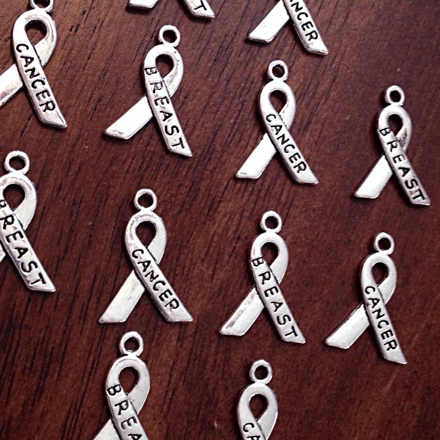 25pcs, Breast Cancer Ribbon Charms, Cancer Ribbon Charms, Breast Ribbon Charms, Hope Ribbon Charms, Findings, Jewelry Supplies