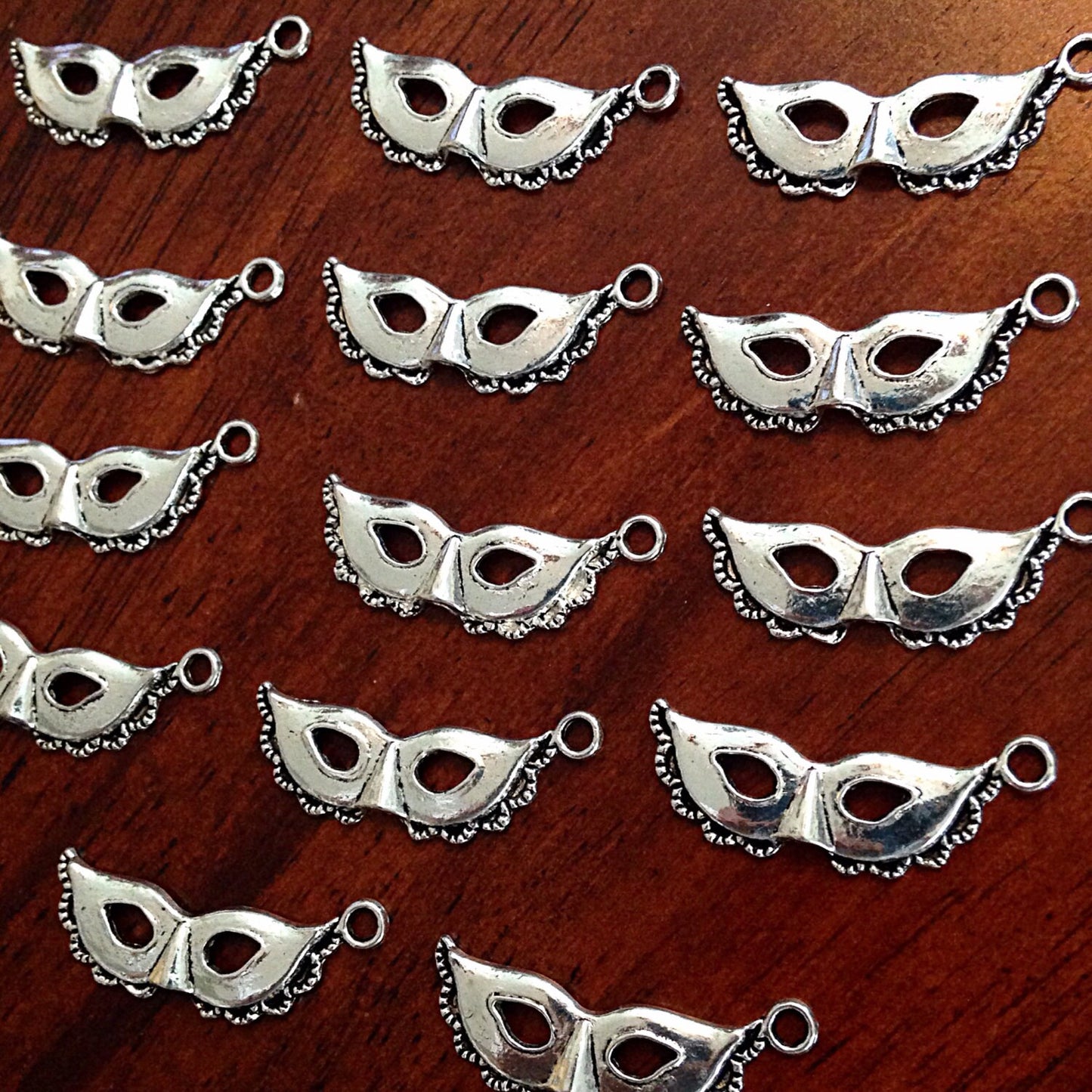 40pcs Mask Charms, Mardi Gras Mask Charms, Antique Silver Mask Charms, Masquerade Charms, New Orleans Mardi Gras Charms, Finding