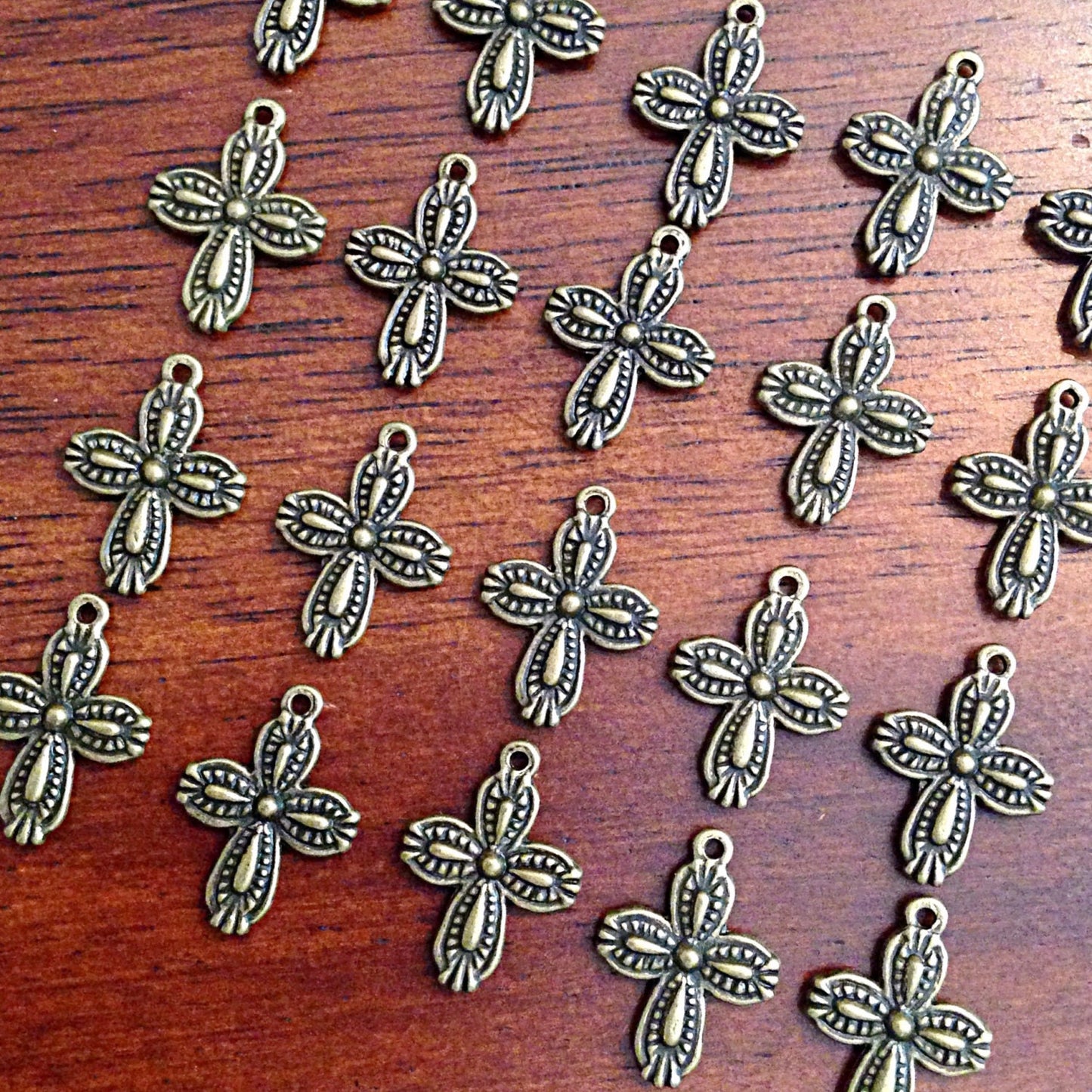 15pcs, Cross Charms, Bronze Cross Charms, Cross, Double Sided Cross Charms, Small Cross Charms, Double Sided Cross, Charms, Findings