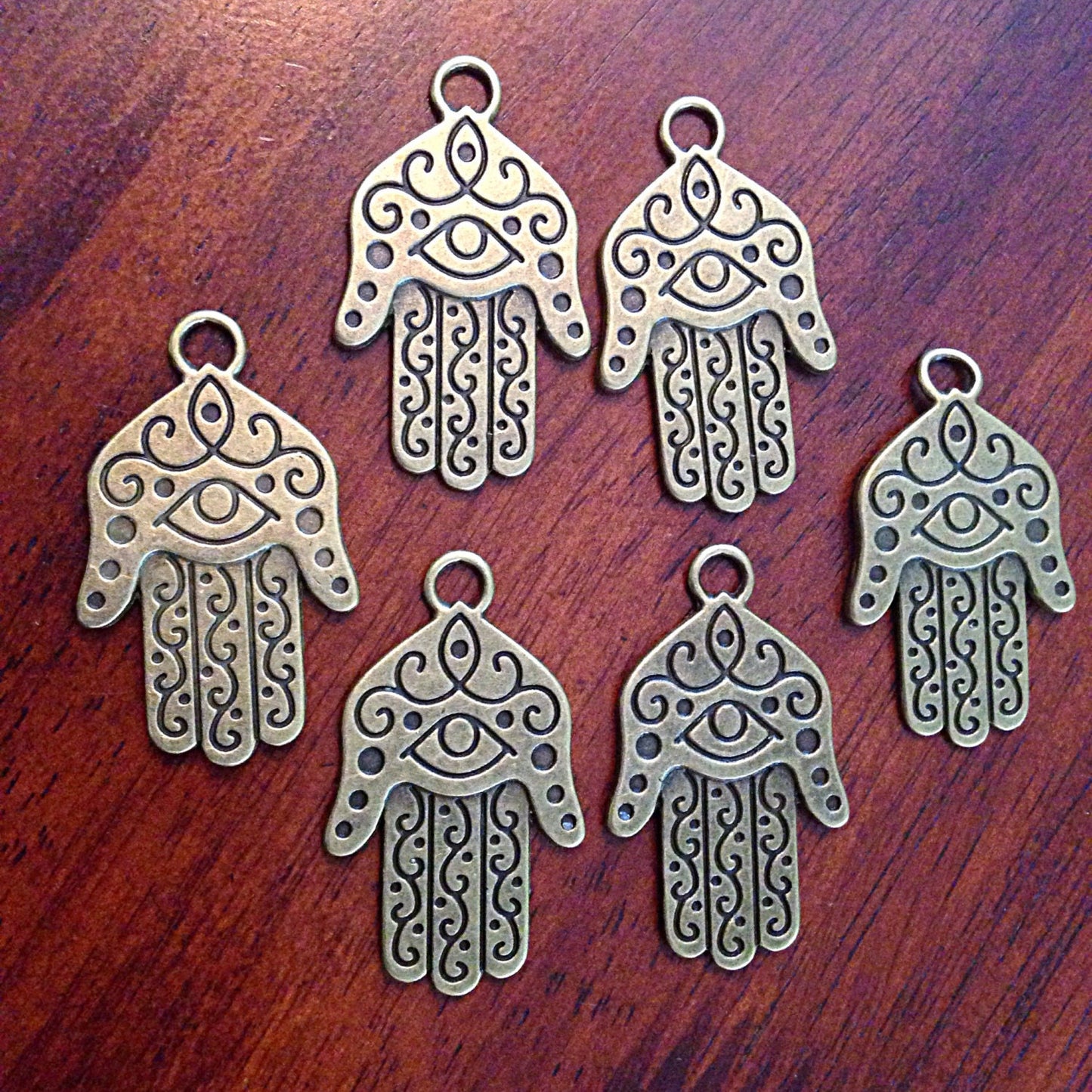 8 Large Hamsa Hand Charms, Antique Bronze Charms, Hamsa Hand Pendant, Buddhist Gifts, Yoga Charms,, Om, Buddha, Crafts And Jewelry Supplies