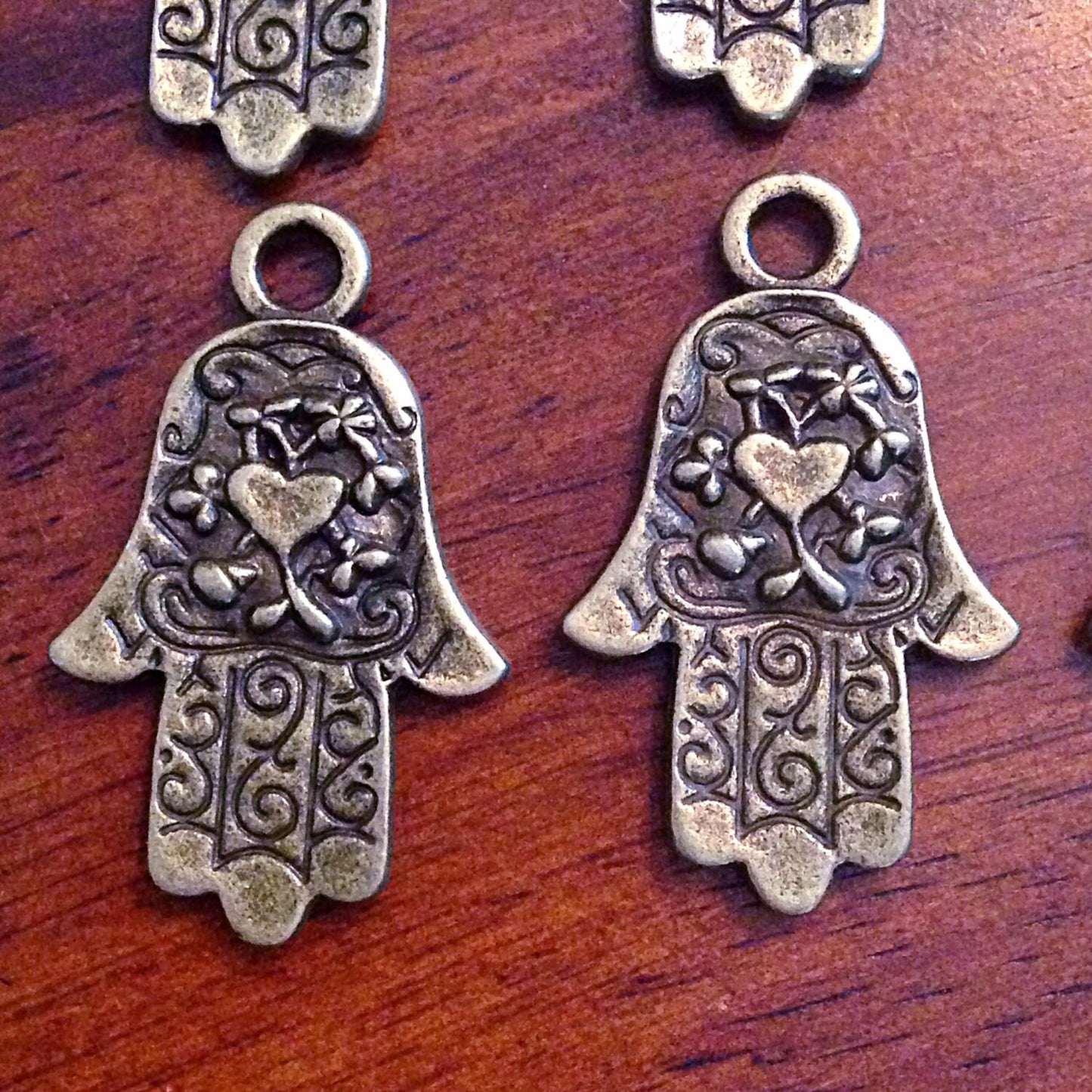 8 Large Hamsa Hand Charms, Antique Bronze Charms, Hamsa Hand Pendant, Buddhist Gifts, Yoga Charms, Om, Buddha, Crafts And Jewelry Supplies