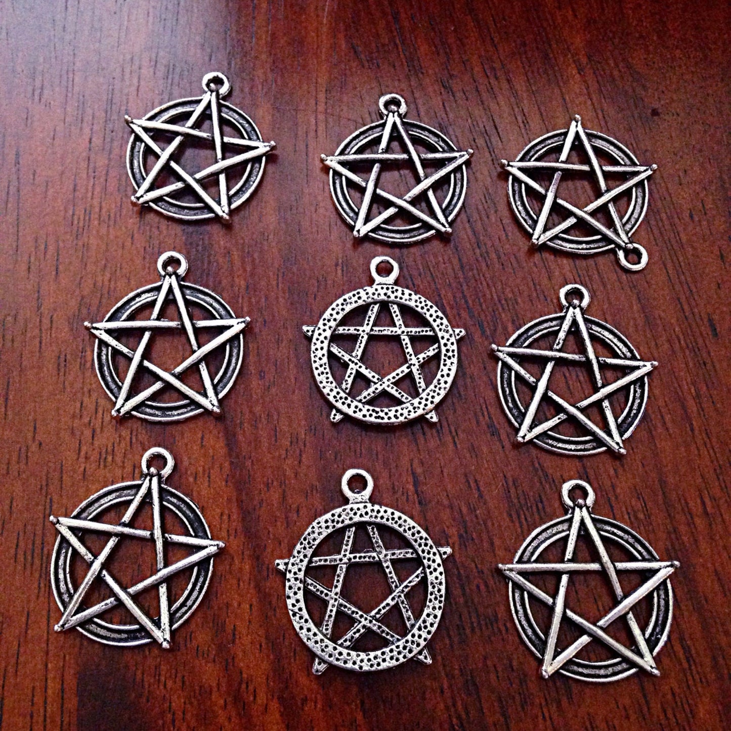 12 Large Pentagram Charms, Antique Silver Charms, Star Charms, Pentagram, Antique Silver Pentagram Pendants, Crafts and Jewelry Supplies
