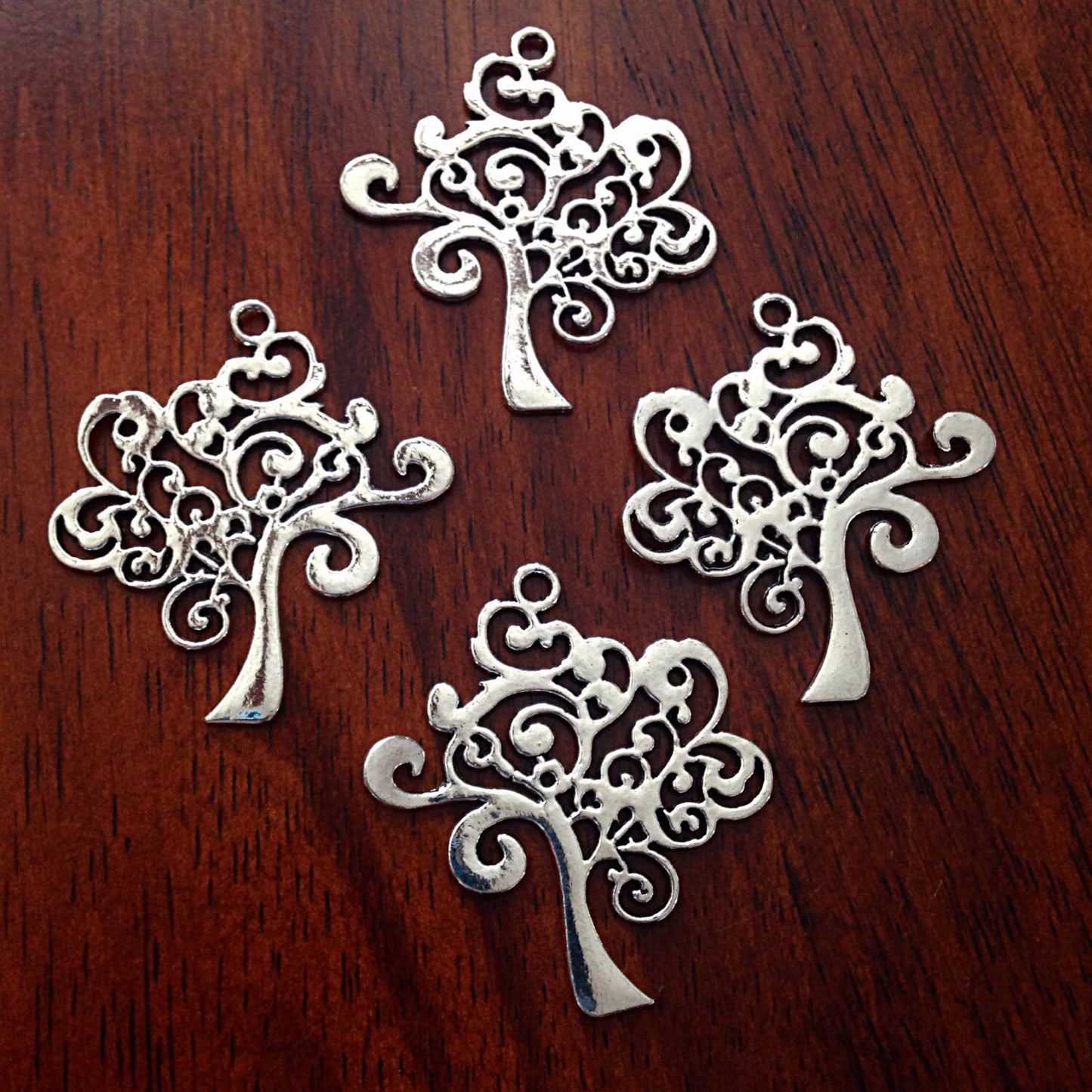 5 Large Tree of Life Charms, Antique Silver Charms, Tree of Life, Yoga Charm, Meditation Charms, Om, Buddha, Crafts and Jewelry Supplies