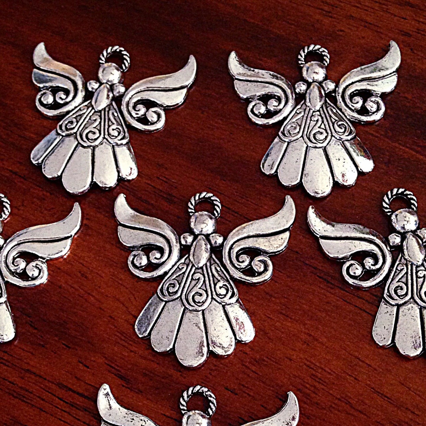 10 Large Angel Charms, Antique Silver Charms, Silver Angel Pendants, Large Angel Pendants, Christian Charms, Angel Pendants, Findings