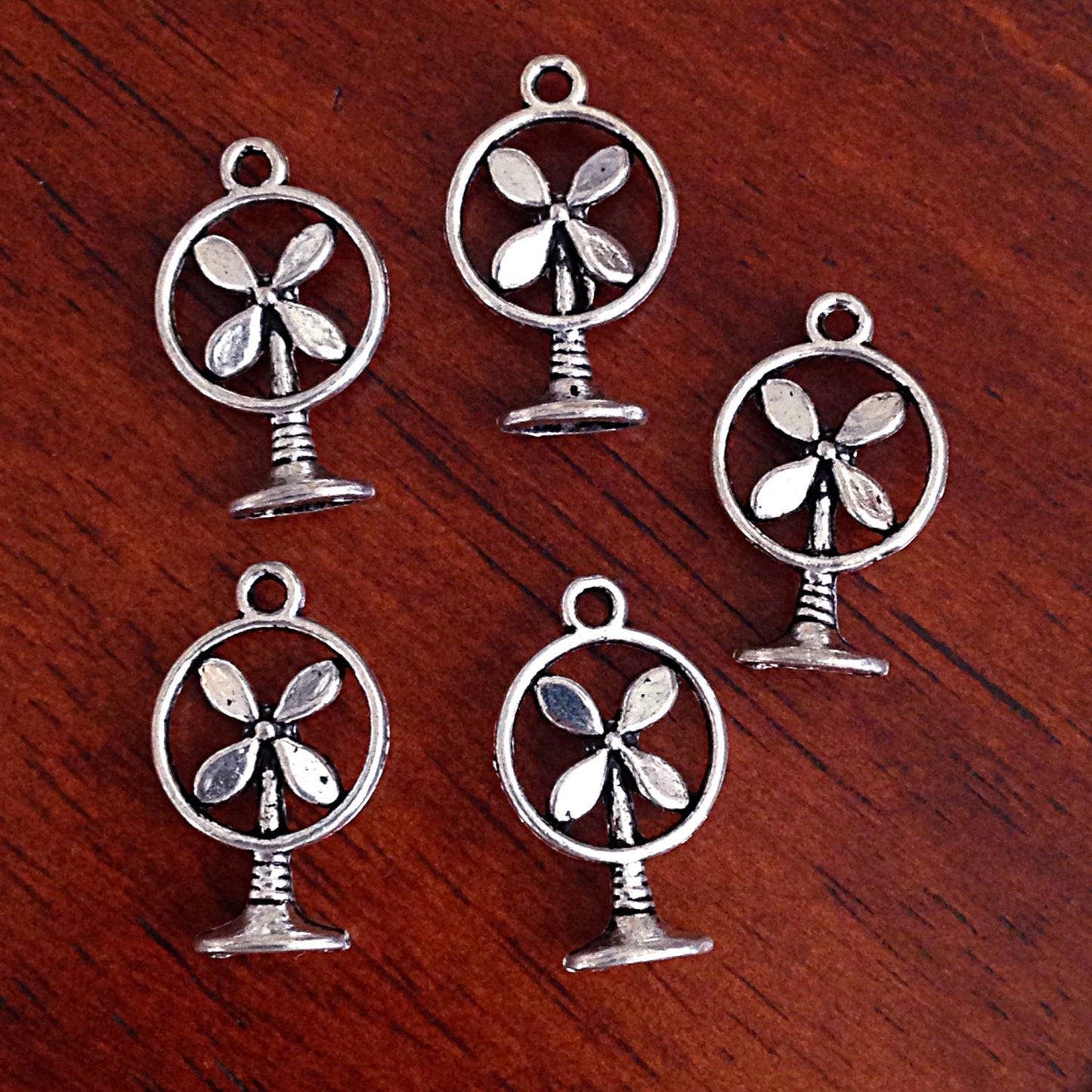 Bulk 20 Fan Charms, Antique Silver Charms, Silver Fan Charm, 3D Fan Cahrms, Findings, Double Sided Fan Charm, Craft and Jewelry Supplies
