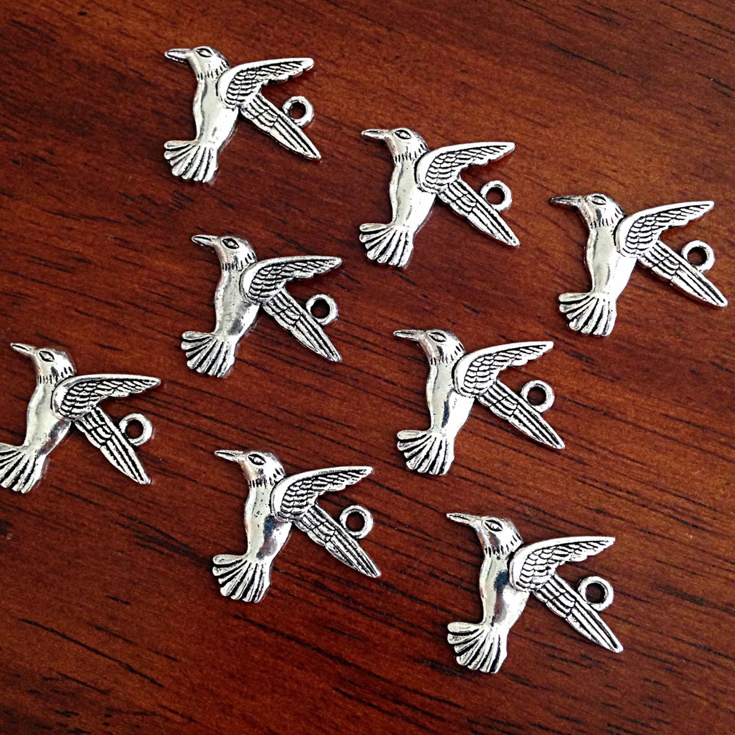 20pcs, Hummingbird Charms, Antique Silver Charms, Humming Bird Charms, Bird, Silver Hummingbird Charms, Jewelry and Craft Supplies,Findings