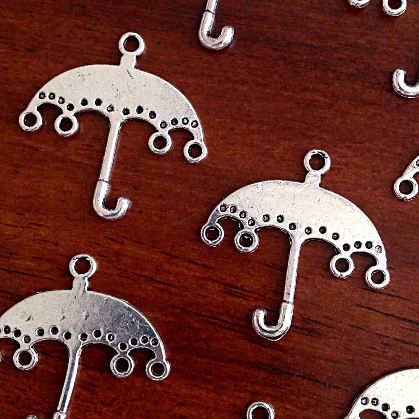 10pcs, Umbrella Charms, Antique Silver Charms, Dangle Earring Connector Charms, Parasol Charms, Findings
