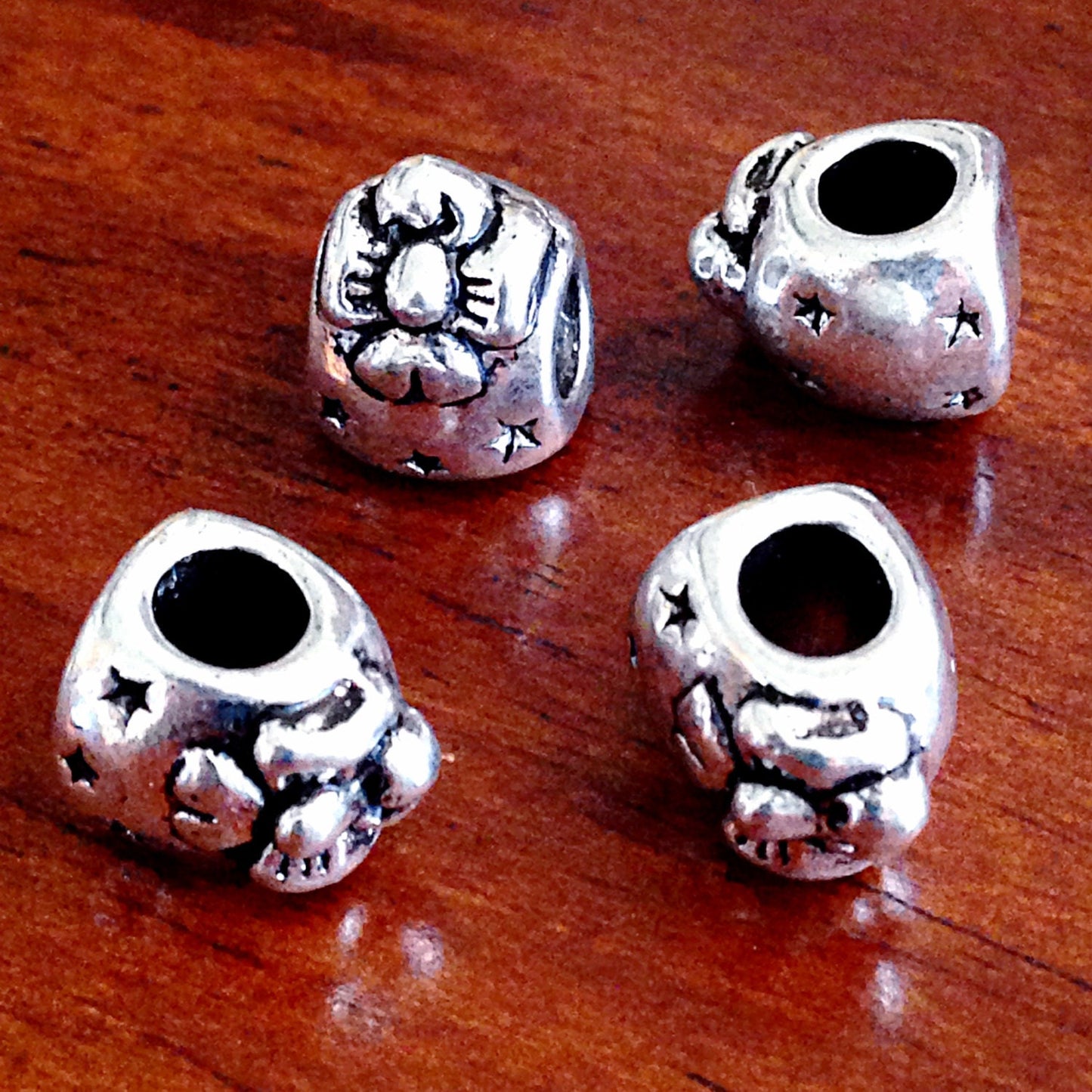 8 Spacer Beads, European Beads, Silver Spacer Beads, Big Hole Beads, Barrel Beads, Charms, Charm Beads, Craft and Jewelry Supplies, Findings