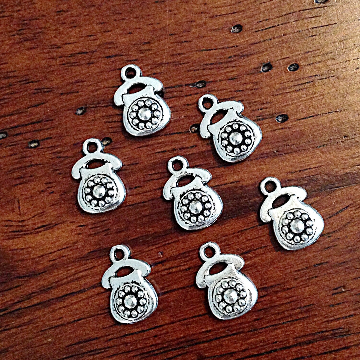 Bulk 20 Telephone Charms, Antique Silver Charms, Phone Charms, Telephone Charms, 2 Sided Charms, Findings, Crafts and Jewelry Supplies