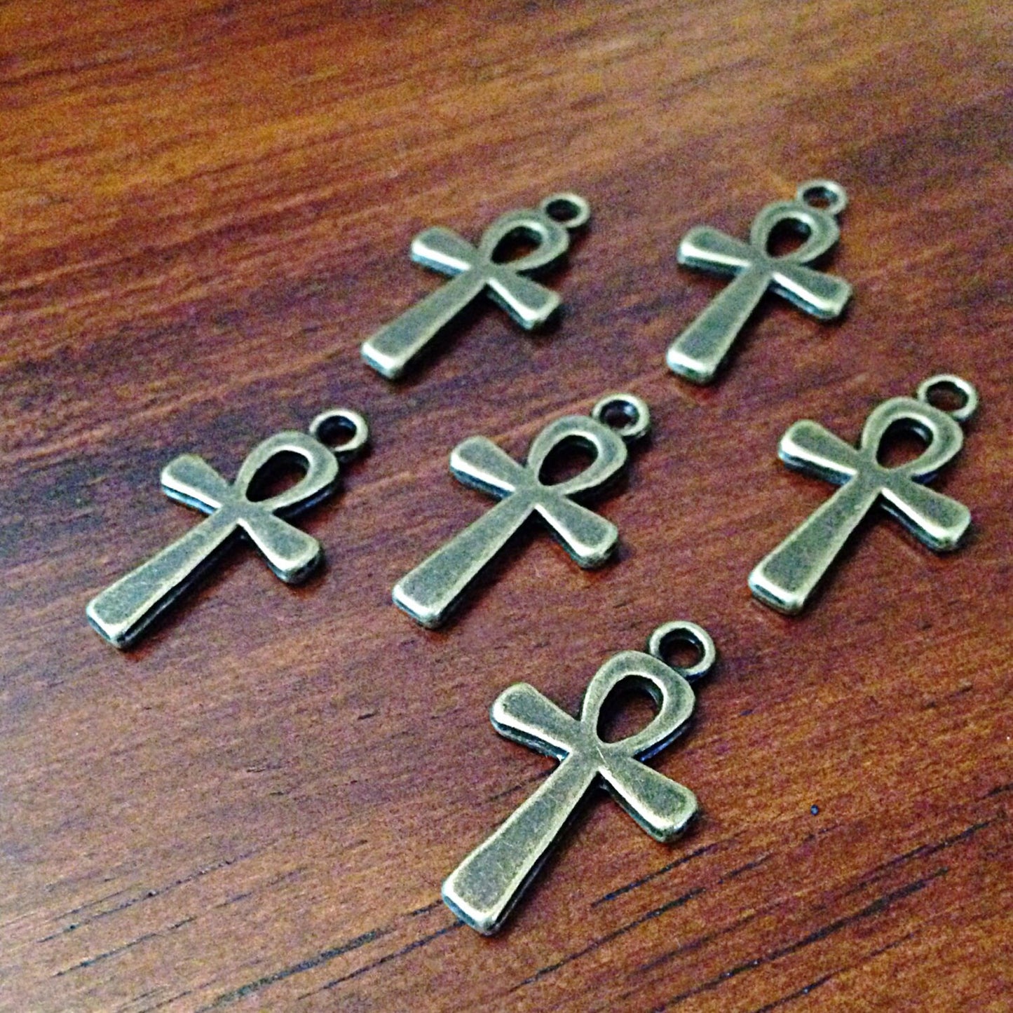Ankh Charms, 10 Antique Bronze Ankh Charms, Cross Charms, Ankh, Egyptian Anka Symbol Charm, Crafts and Jewelry Supplies, Findings
