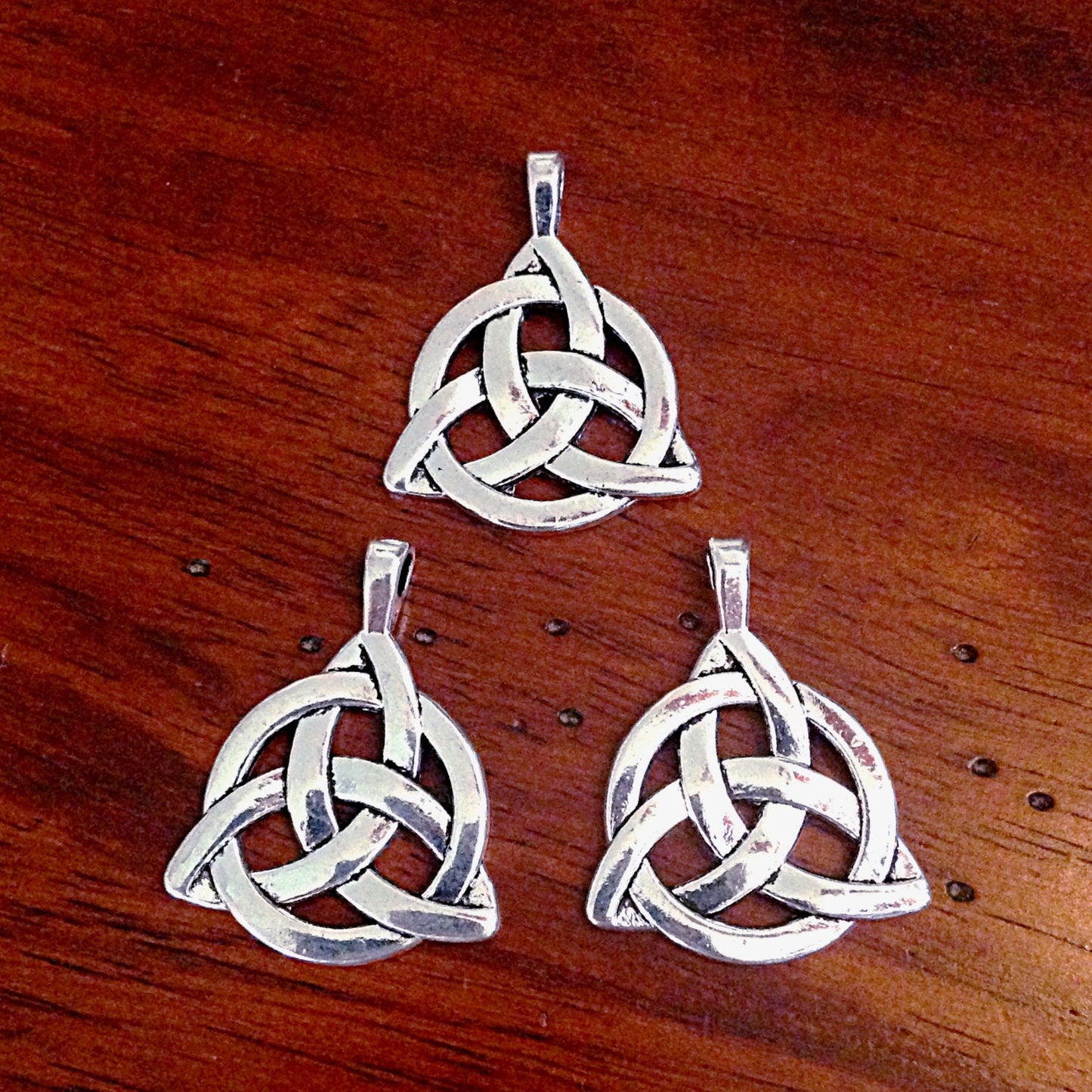 5 Celtic Knot Charms, Infinity Knot Charms, Large Silver Celtic Knot Pendants, Double Sided Charms, Findings, Craft and Jewelry Supplies