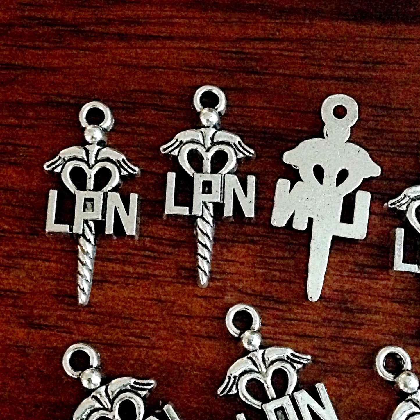 10 LPN Charms, Antique Silver Charms, Licensed Practical Nurse Charms, LPN Charms, Nursing Charms, Findings, Craft and Jewelry Supplies