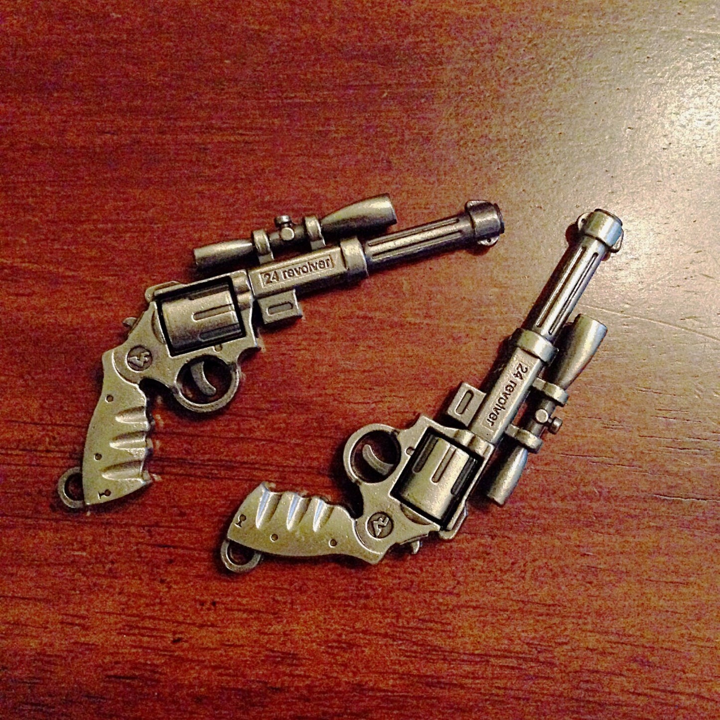2 Large Bronze Gun Charms, Antique Bronze Charms, Revolver Charms, Rifle Charms, 3D Pistol Pendant, Jewelry and Craft Supplies, Findings