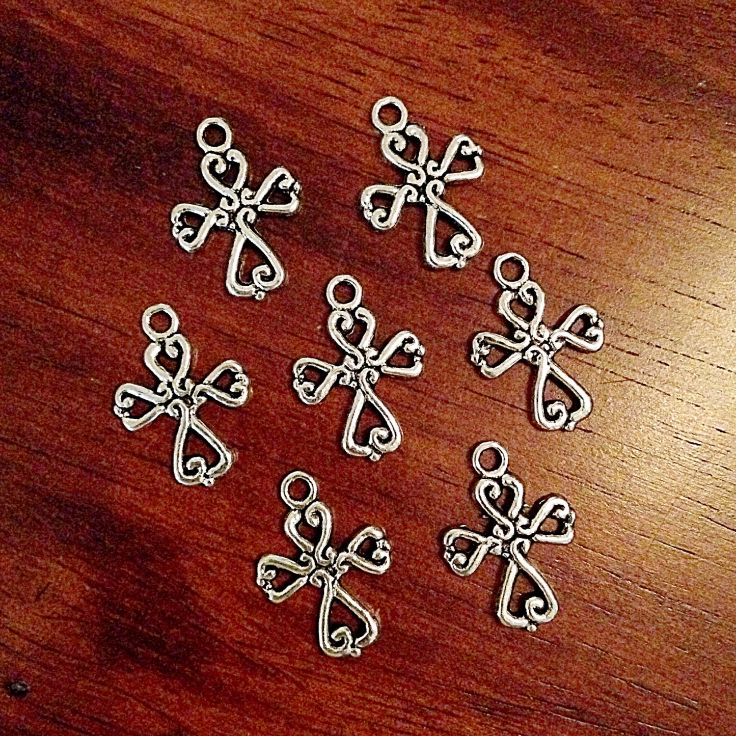 Bulk 25 Silver Cross Charms, Antique Silver Charms, Small Cross Charms, Double Sided Cross Charms, Jewelry And Craft Supplies, Findings